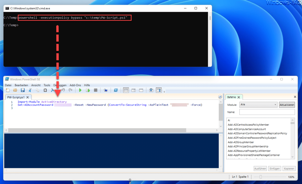 PowerShell Skript AD Kennwort ändern