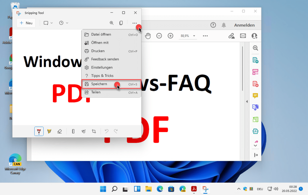 Snipping Tool Speichern