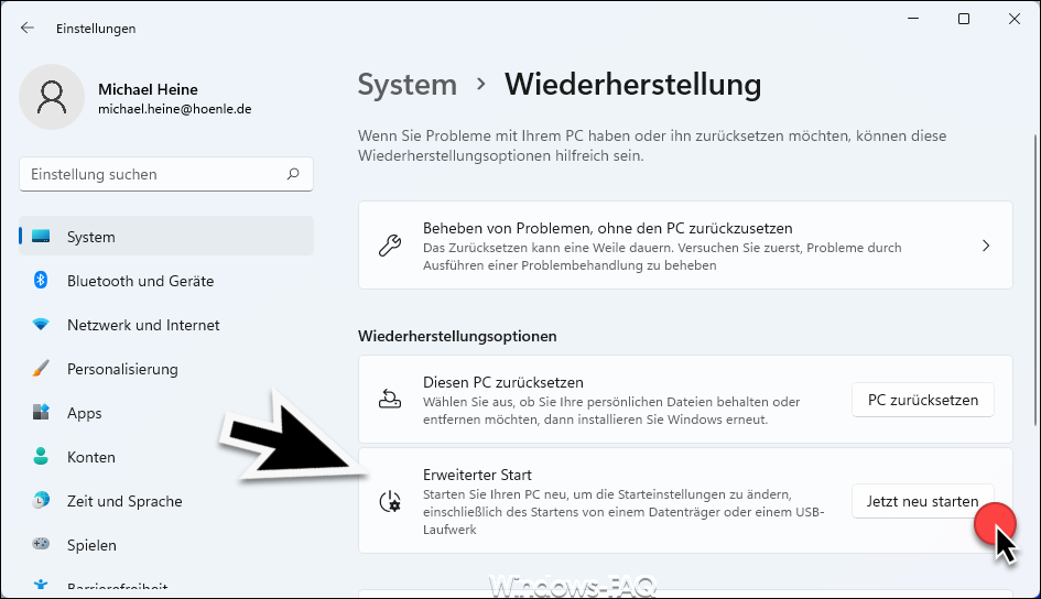 Windows Erweiterter Start