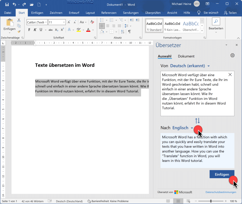 Word Übersetzer