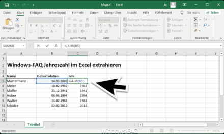 Excel Jahreszahl extrahieren