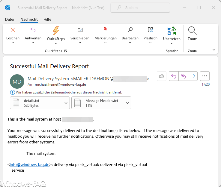Successful Mail Delivery Report