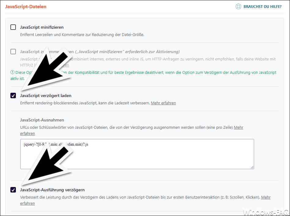 WP-Rocket JavaScript Dateien