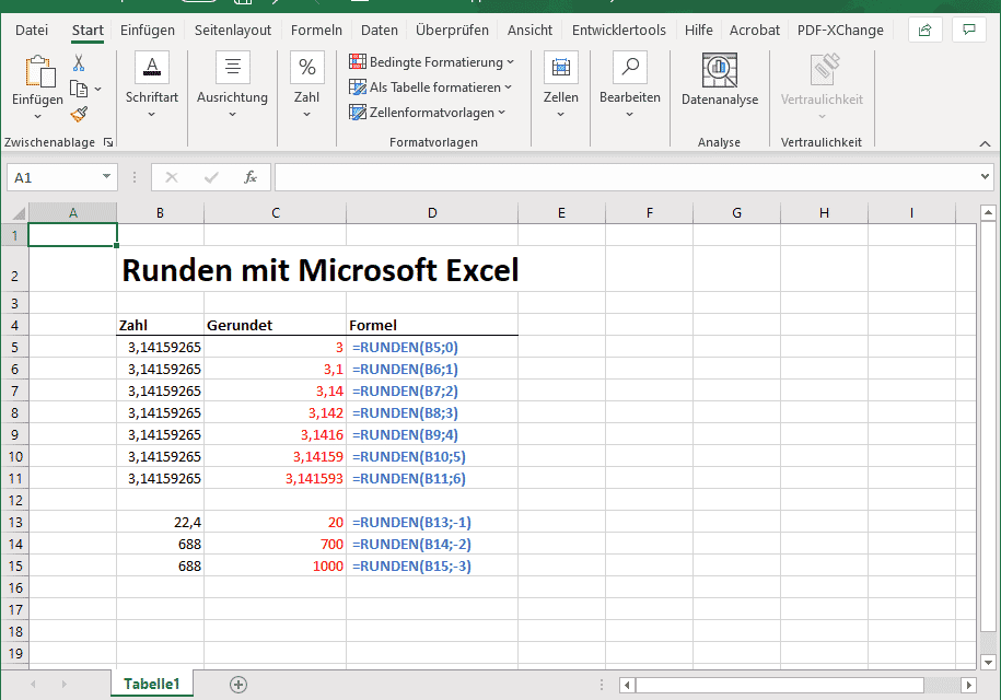 Excel Runden Funktion