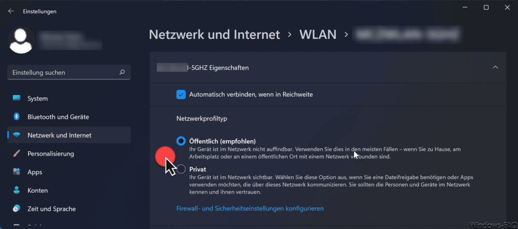 Windows 11 Netzwerk Öffentlich Privat