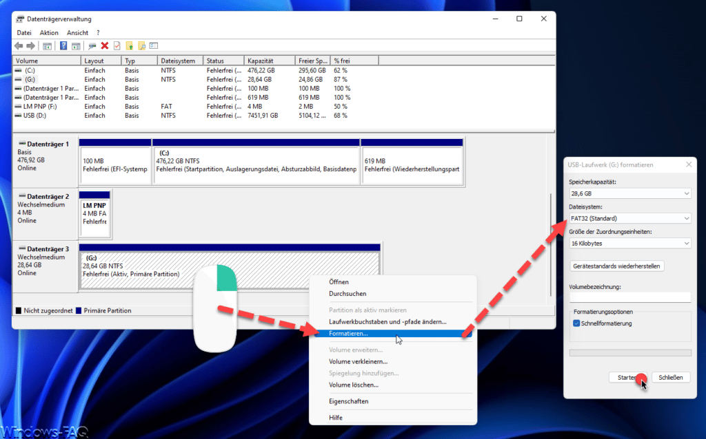Datenträgerverwaltung FAT32