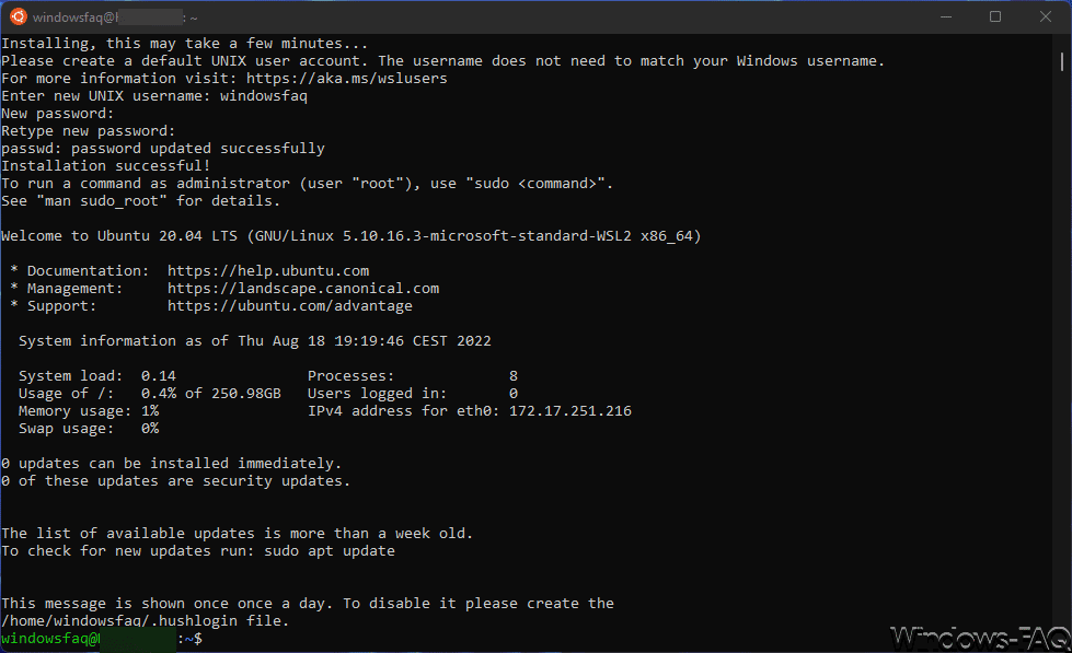 Windows Ubuntu Installation