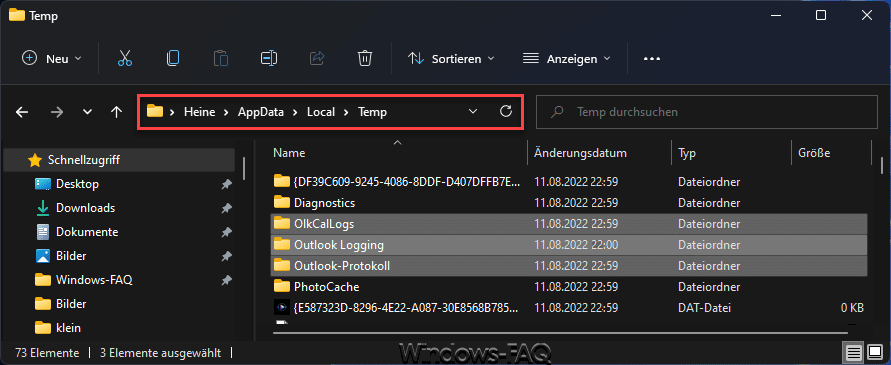 Outlook Protokolldateien