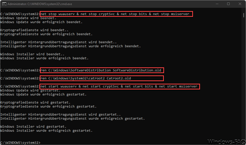 SoftwareDistribution und Catroot2 umbenennen