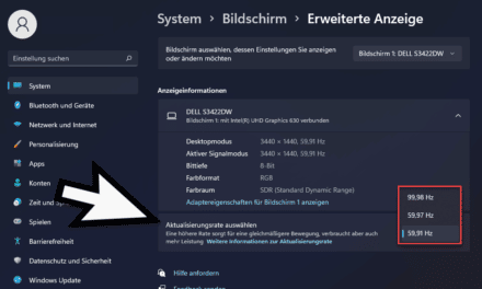 Windows 11 Bildwiederholrate verändern