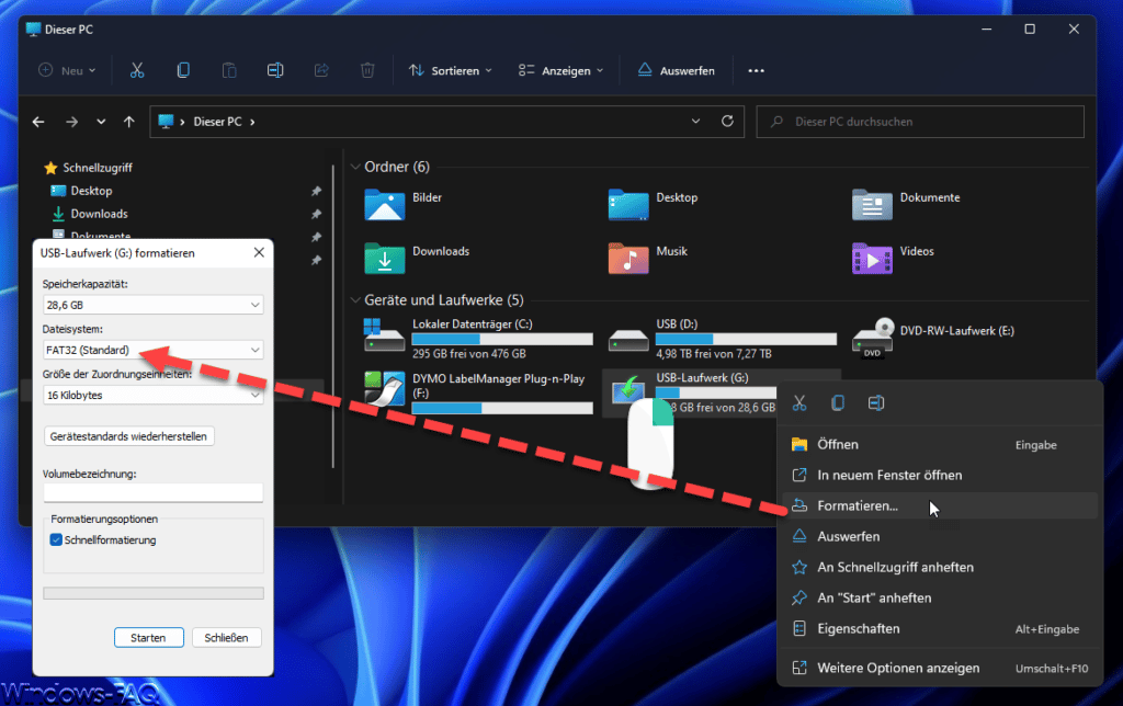 Windows Explorer Formatieren FAT32
