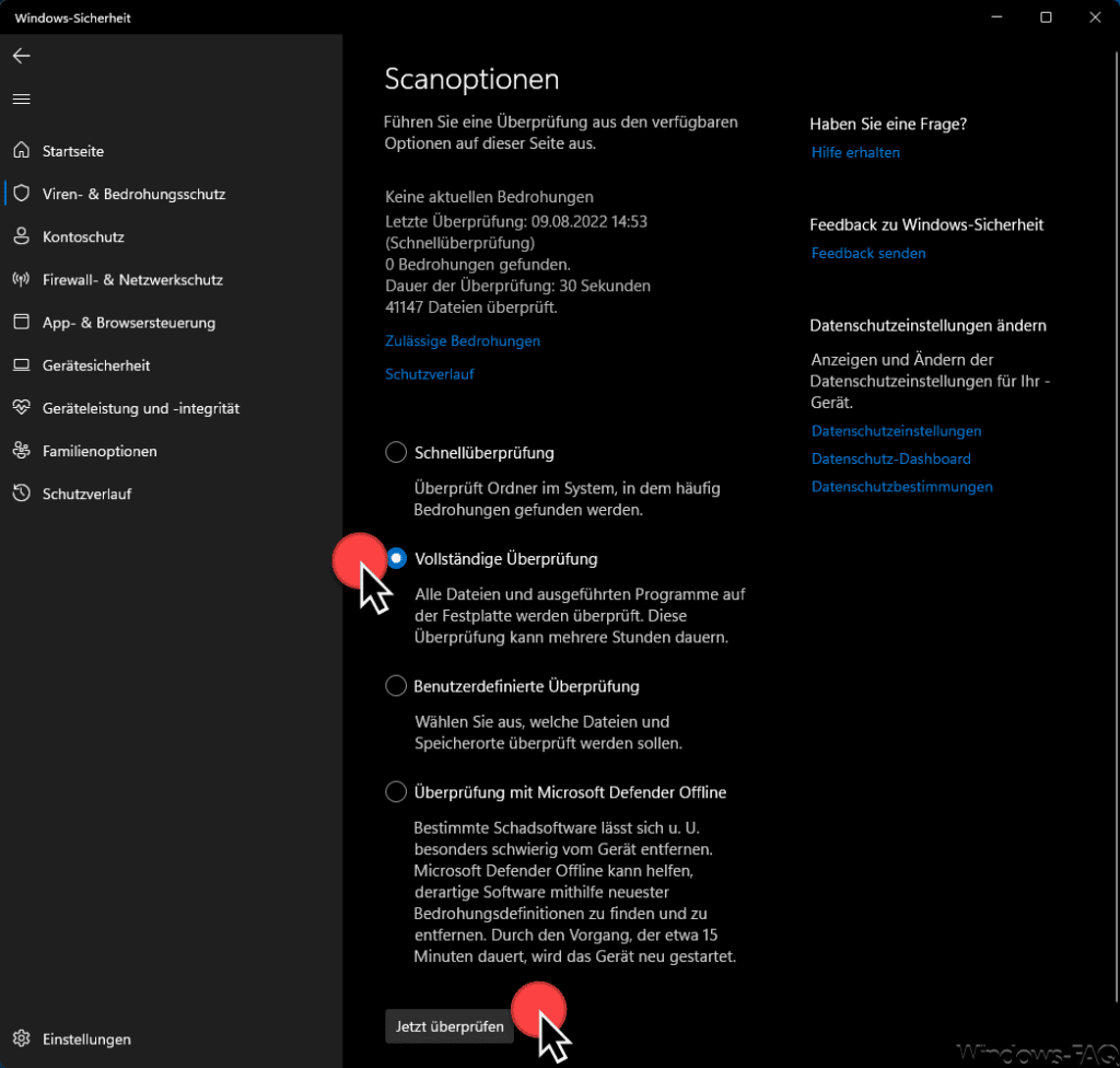 Windows-Sicherheit Vollständige Überprüfung