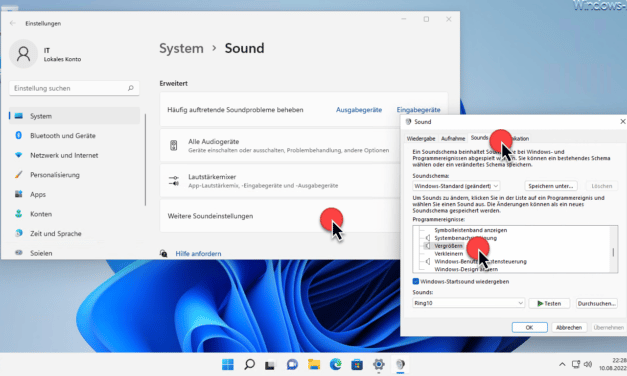 Windows – Sound abspielen beim Vergrößern oder Verkleinern von Fenstern