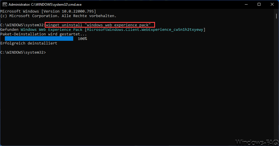 winget uninstall windows web experience pack