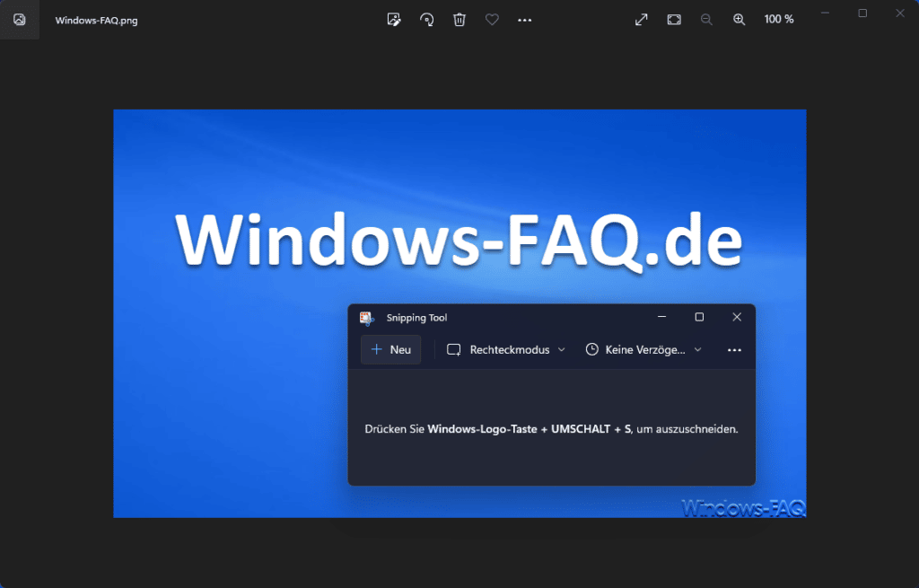 Bildschirmaussschnitt per Snipping Tool
