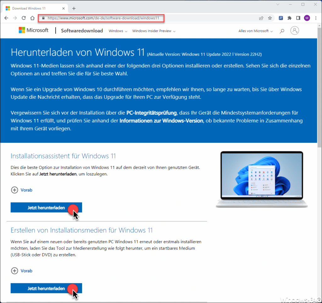 Herunterladen von Windows 11 22H2
