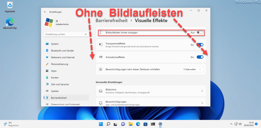 Windows 11 ohne Bildlaufleisten