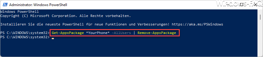 Your Phone App deinstallieren