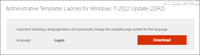 ADMX Vorlagen 22H2
