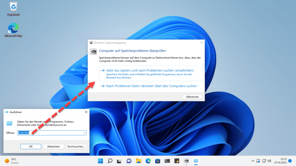 Computer auf Speicherprobleme überprüfen mit der Windows Speicherdiagnose MDSCHED