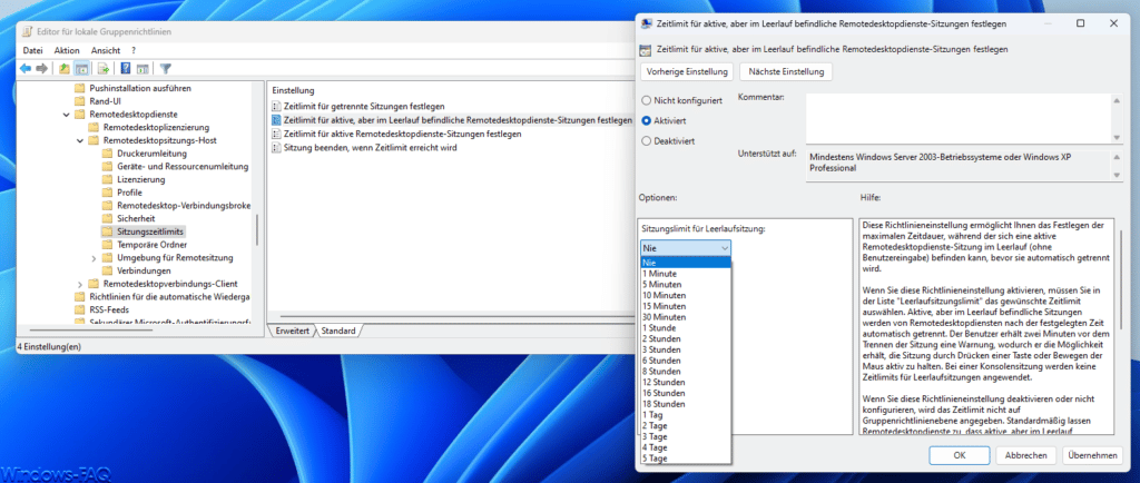 RDP Zeitlimits GPOs