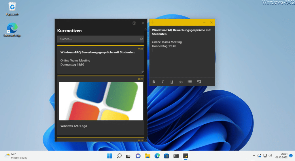 Windows 11 Notizen