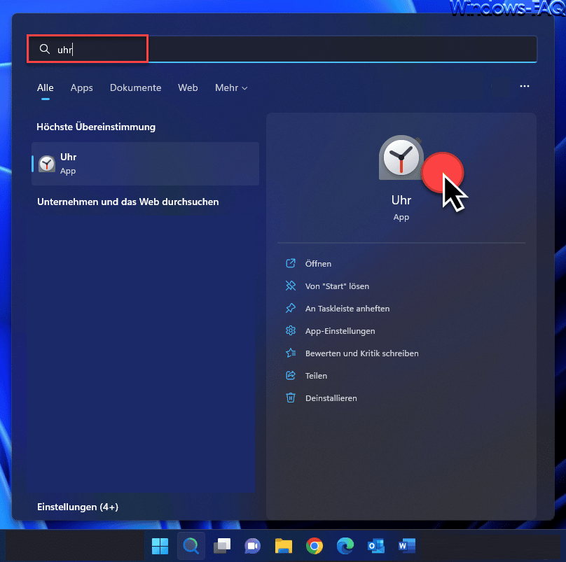 Windows 11 Uhr App