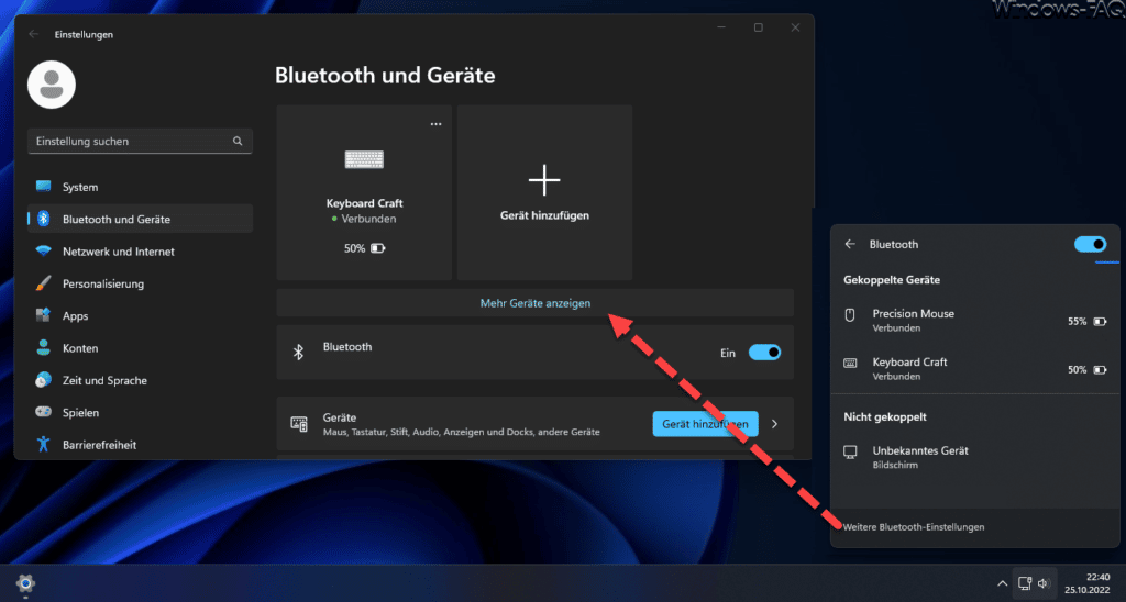 Windows 11 weitere Bluetooth Einstellungen