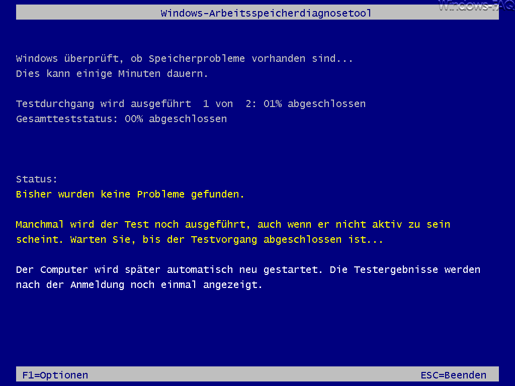Windows-Arbeitsspeicherdiagnosetool