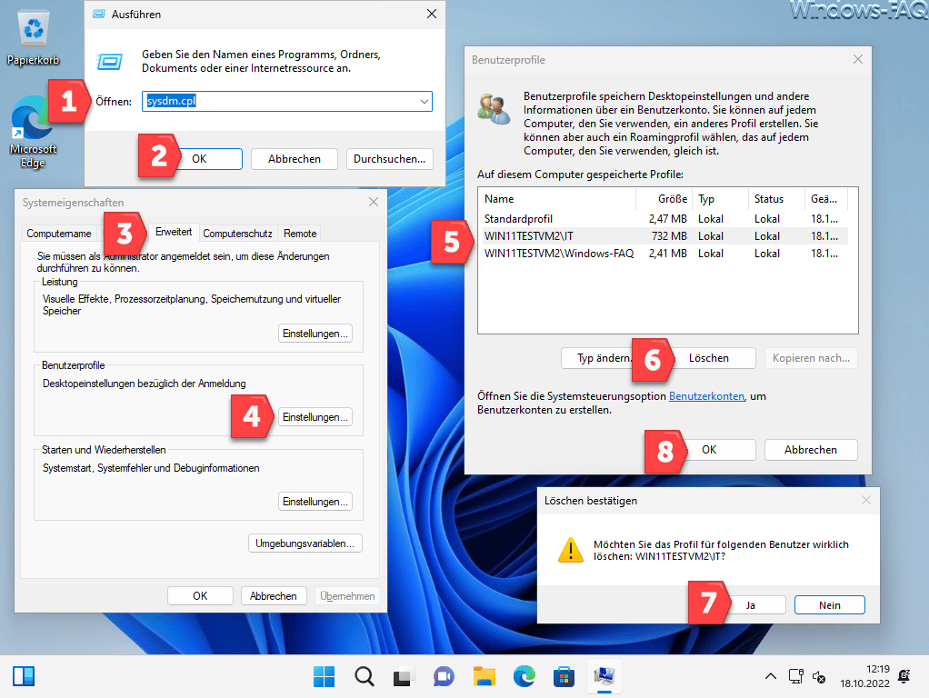 Windows Benutzerprofil löschen