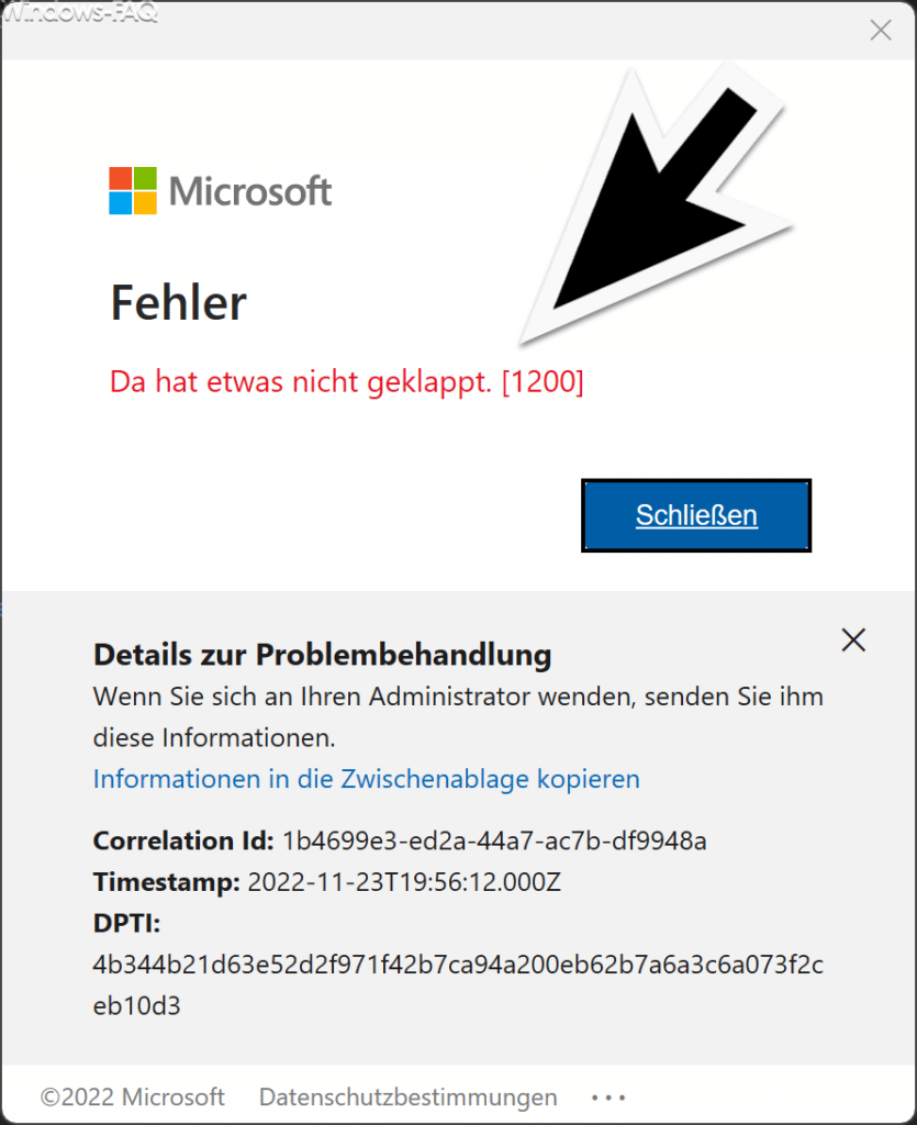 Da hat etwas nicht geklappt 1200