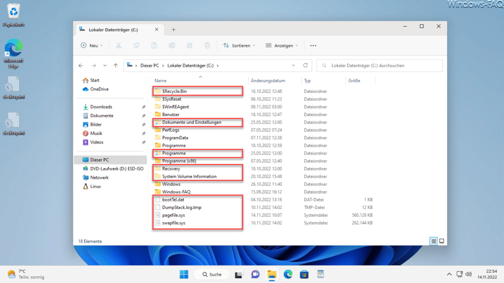 Geschützte Systemdateien im Explorer eingeblendet