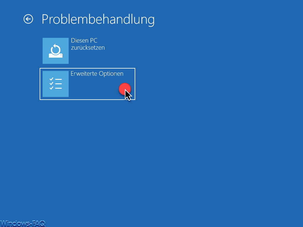 PC zurücksetzen erweiterte Optionen