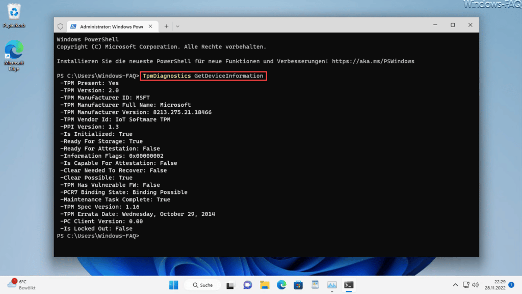 TpmDiagnostics GetDeviceInformation