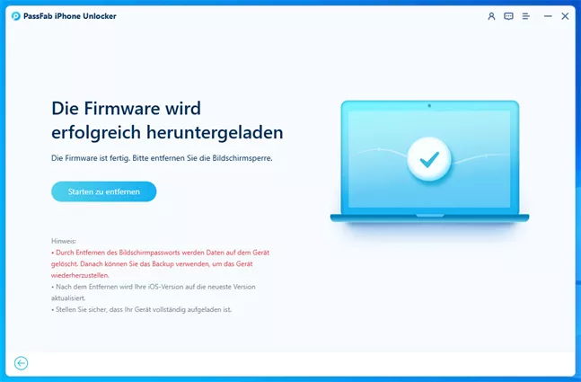 PassFab iPhone Unlocker - Firmware erfolgreich heruntergeladen