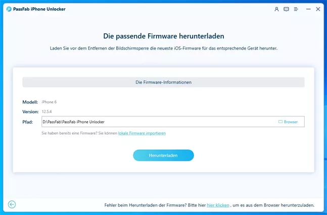 PassFab iPhone Unlocker - Firmware herunterladen
