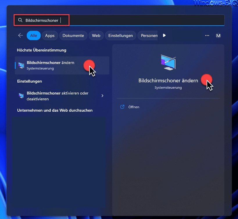 Windows 11 Startmenü Bildschirmschoner ändern
