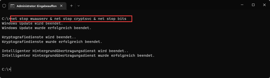 Windows Dienste stoppen