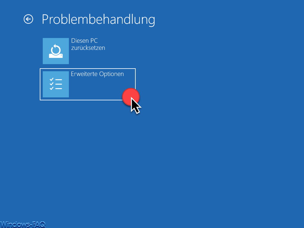 Windows Problembehandlung erweiterte Optionen