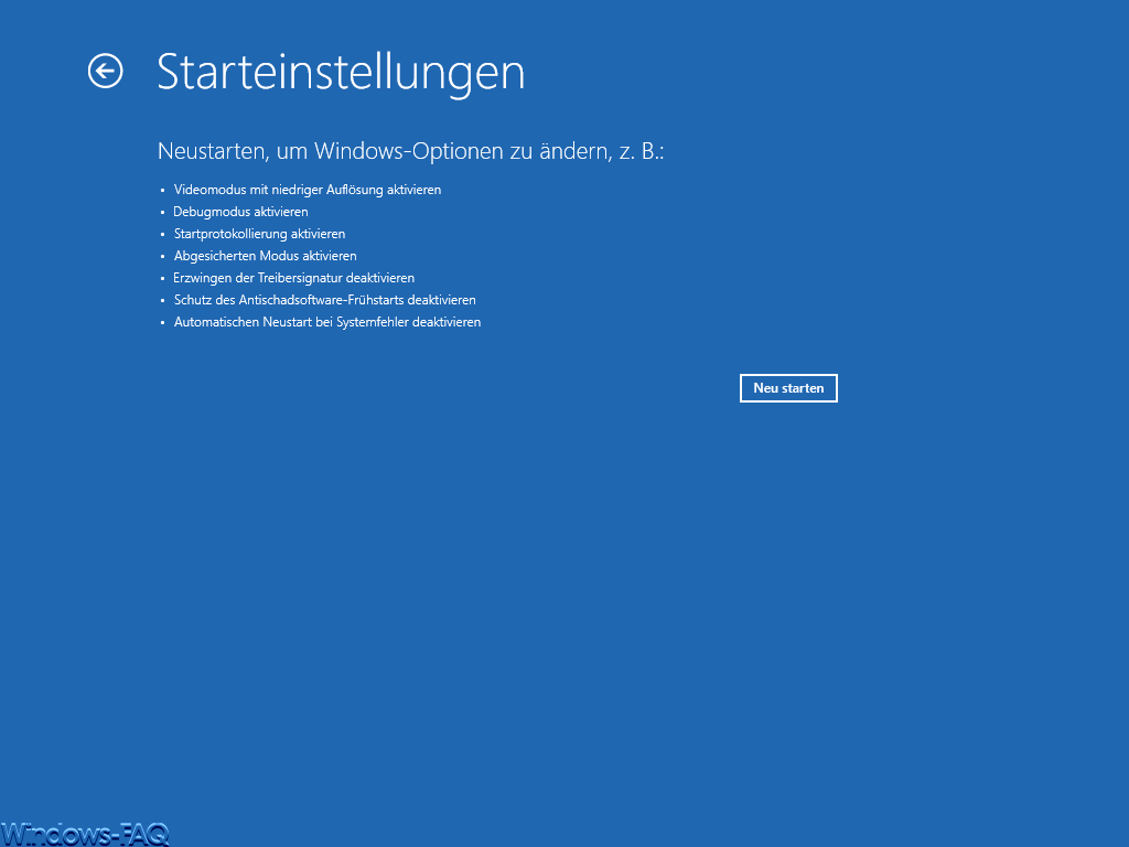 Windows Starteinstellungen