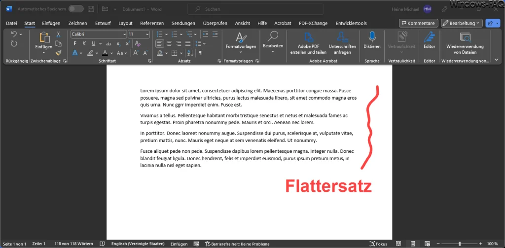 Word Flattersatz