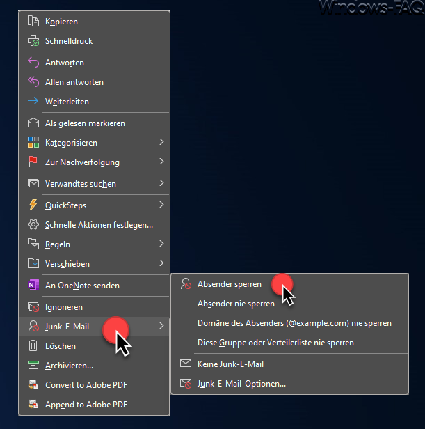 Outlook Absender blockieren