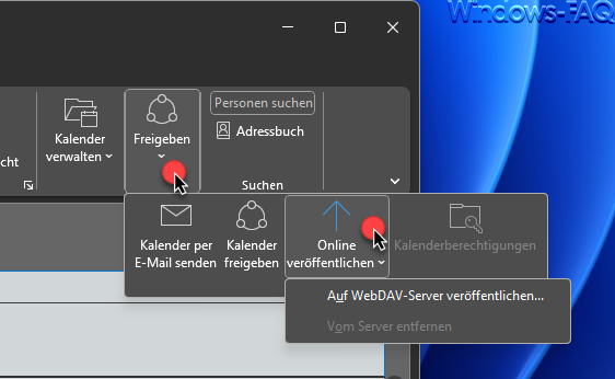 Outlook Kalender online veröffentlichen