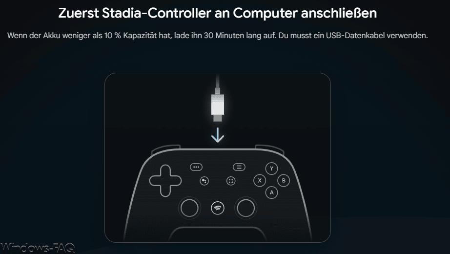 Stadia Controller anschließen und aufladen