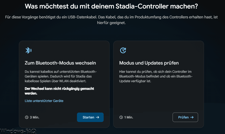 Stadia Controller zum Bluetooth Modus wechseln