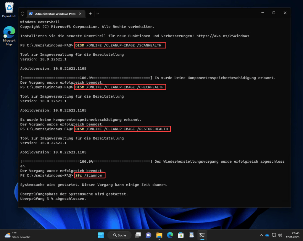 Windows Komponentenstore reparieren