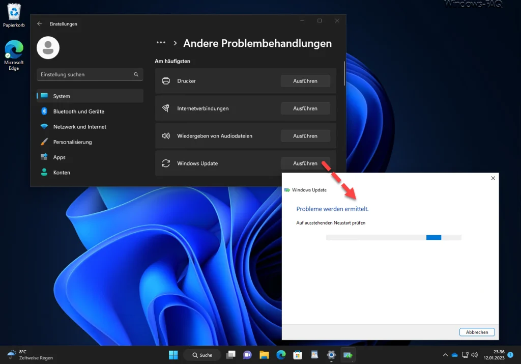 Windows Update Probleme werden ermittelt
