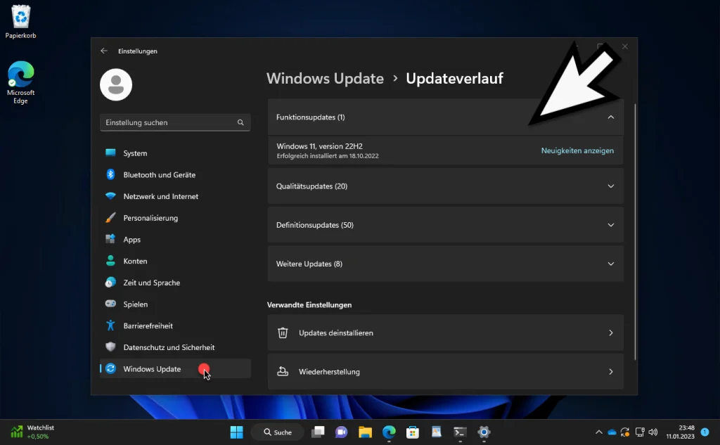 Windows Updateverlauf