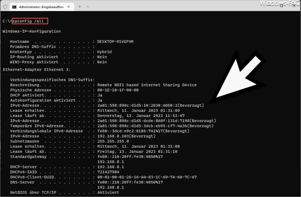 ipconfig all