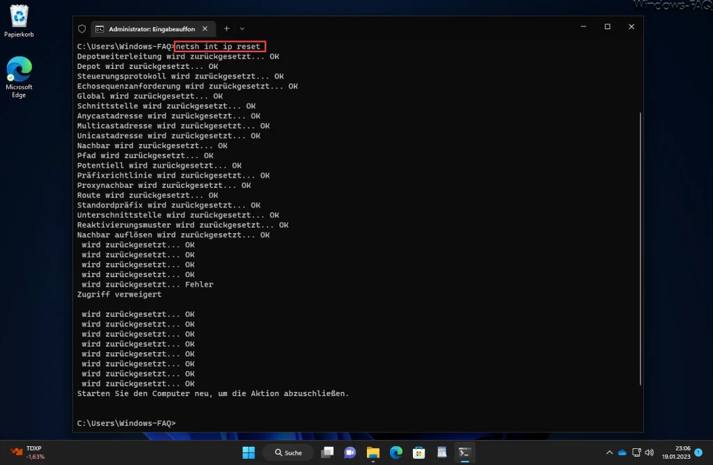 netsh int ip reset